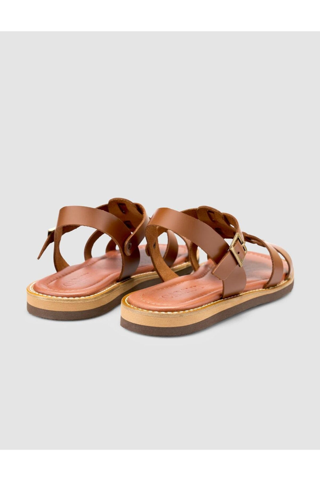 Cabani Shoes Sandales pour femmes en cuir véritable 100% marron. - Multicolore