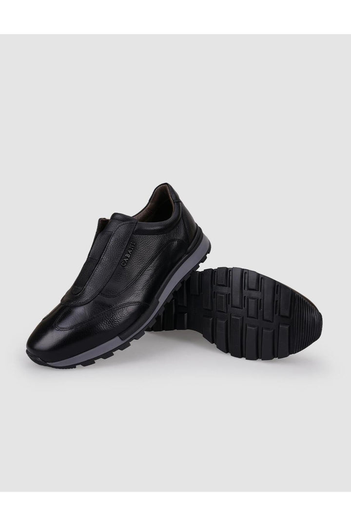 Cabani Shoes Chaussures de sport pour hommes en cuir véritable noir - Noir