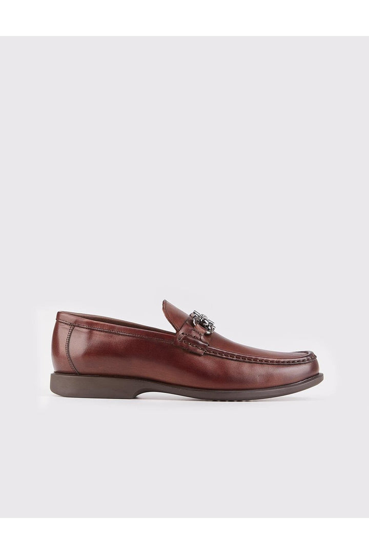 Cabani Shoes Chaussures Loafer pour hommes en cuir véritable avec accessoire à boucle marron - Marron