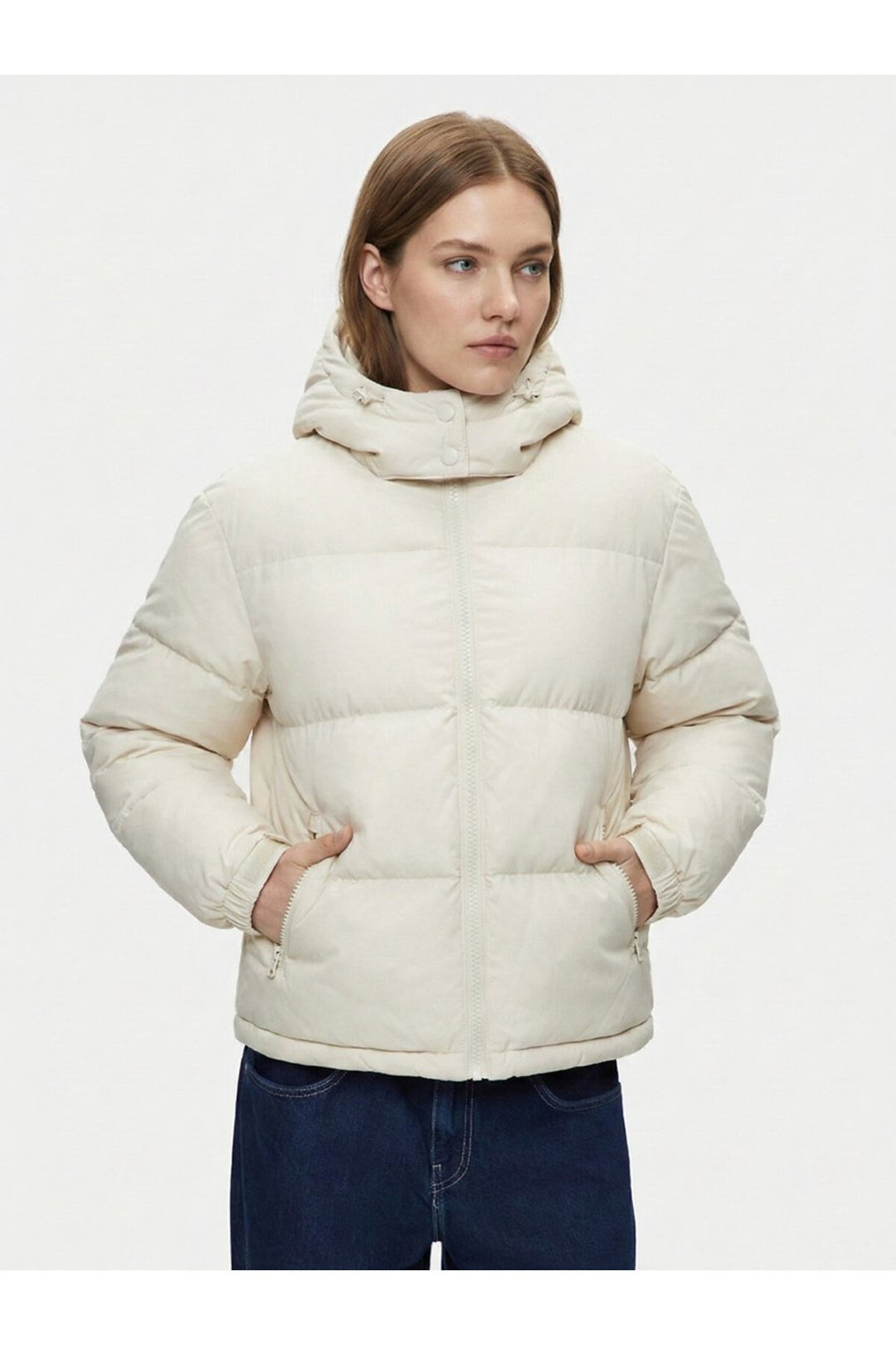 LTB Manteau beige gonflable à capuche et manches longues - Beige