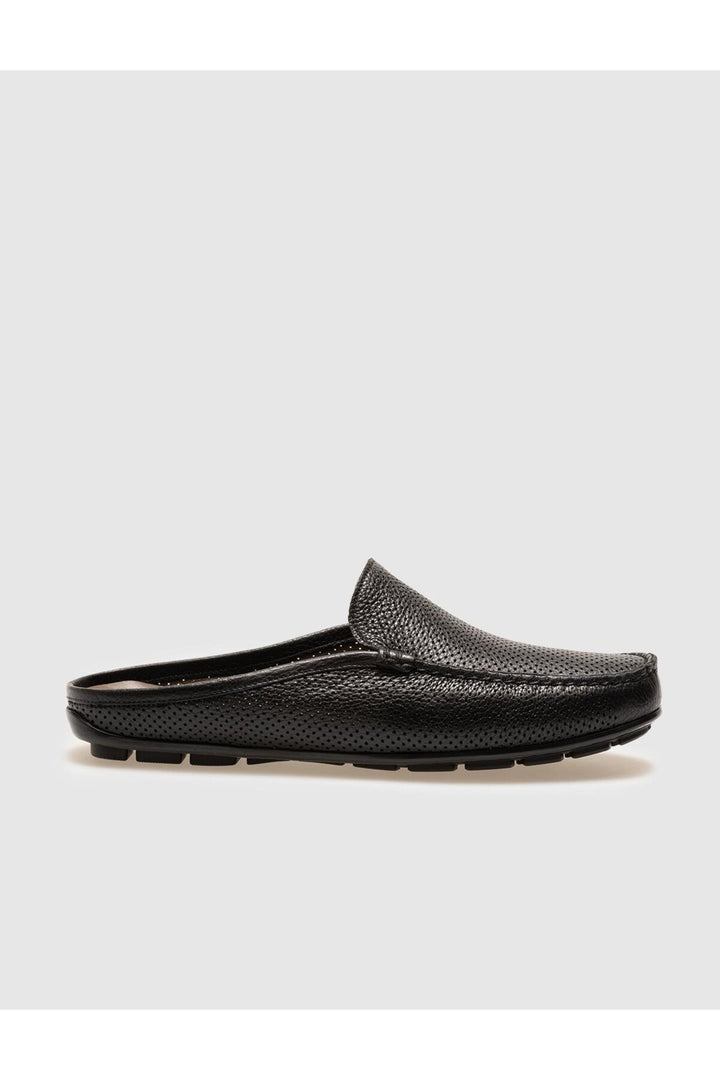 Cabani Shoes Sandale quotidienne pour homme en cuir véritable noir avec motif laser. - Multicolore