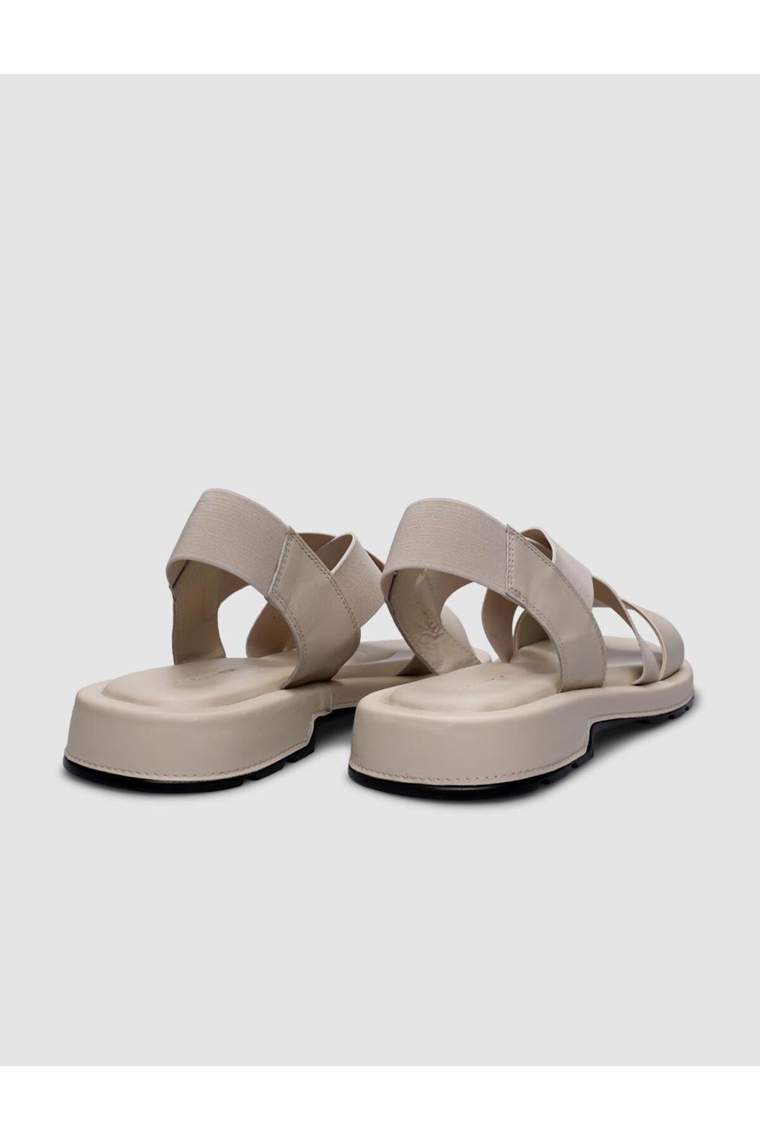 Cabani Shoes Sandales pour femmes en cuir véritable beige à élastique 100% - Multicolore