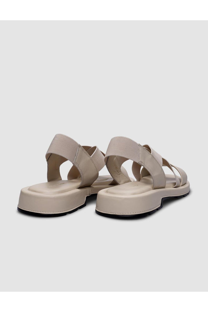 Cabani Shoes Sandales pour femmes en cuir véritable beige à élastique 100% - Multicolore