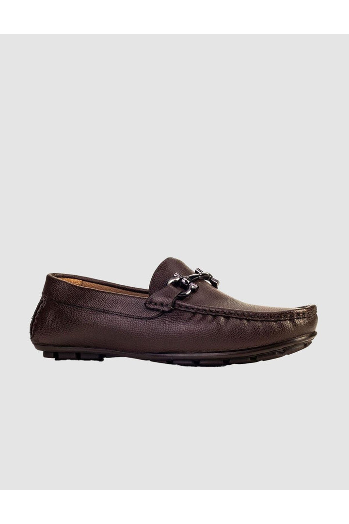 Cabani Shoes Chaussures pour hommes en cuir véritable marron avec détail de boucle. - Marron