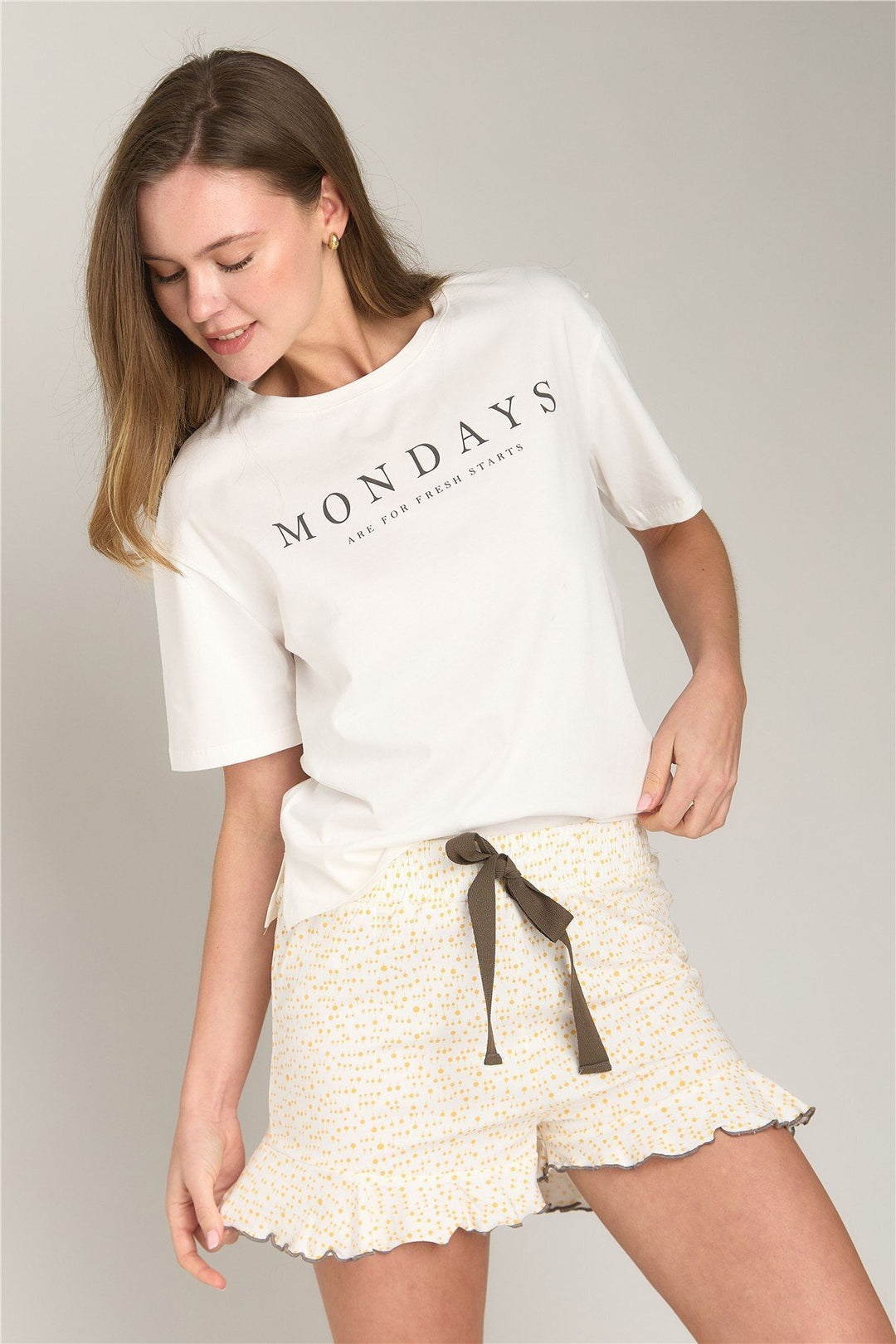 Lovely Things Ensemble de t-shirts à manches courtes en tricot BLOOM Ensemble de pyjamas - Jaune