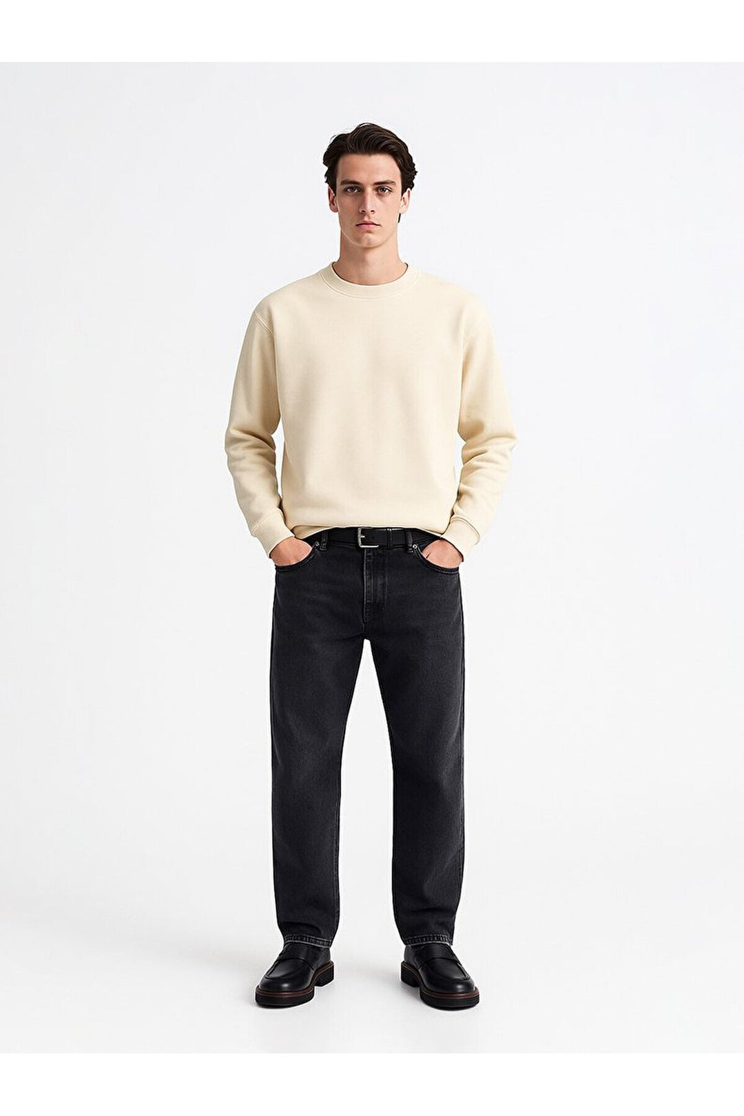 LTB Sweat-shirt crème à manches longues et col zéro pression