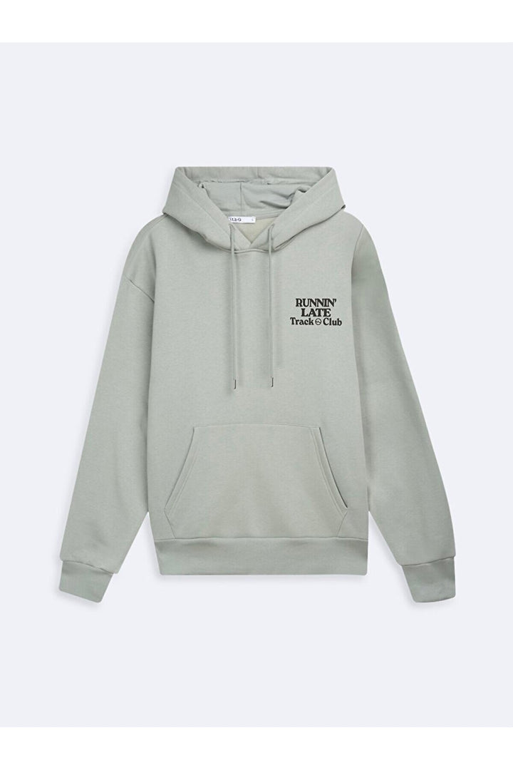 LTB Sweat-shirt vert imprimé à capuche et manches longues