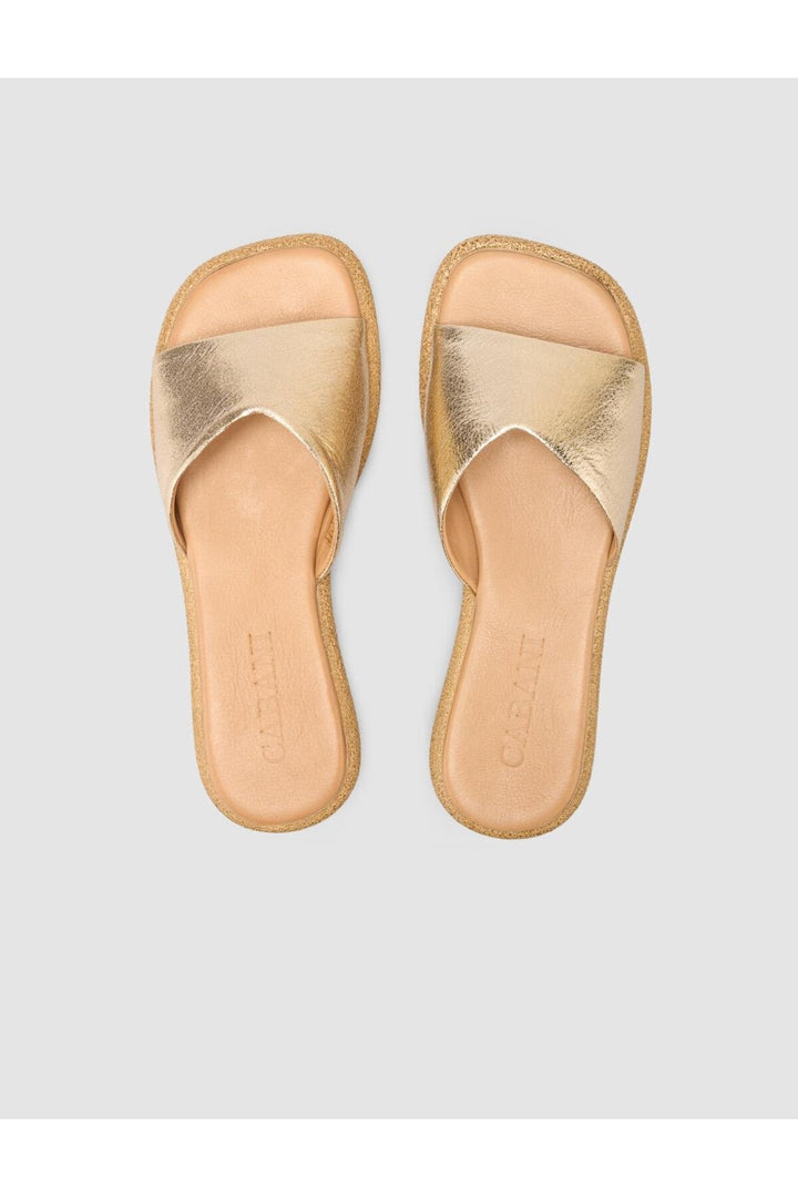 Cabani Shoes Sandales pour femmes en cuir véritable couleur or à 100% - Doré