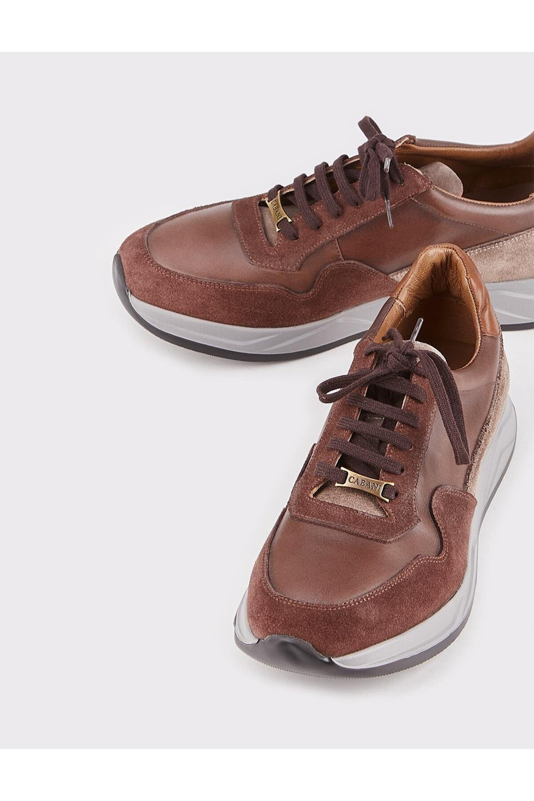 Cabani Shoes Chaussures de sport pour hommes en cuir véritable marron à lacets - Marron