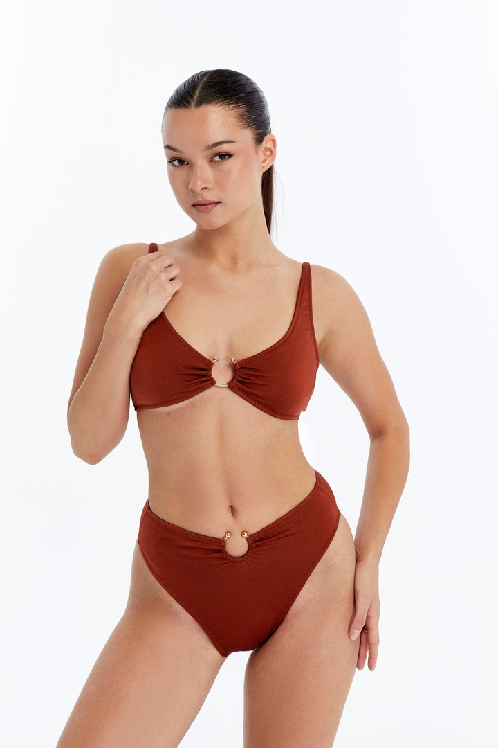 Lovely Things CRYSTAL Balconette Bikini Üst - acı Marron