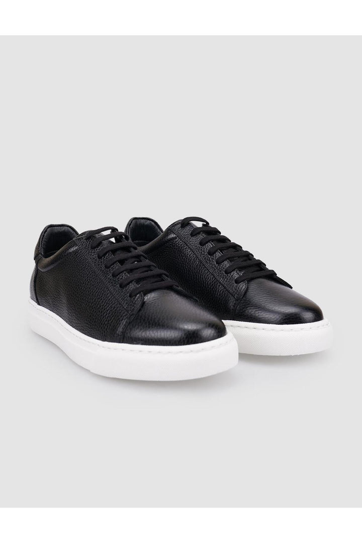 Cabani Shoes Chaussures de sport pour hommes en cuir véritable noir à lacets 100% - Noir