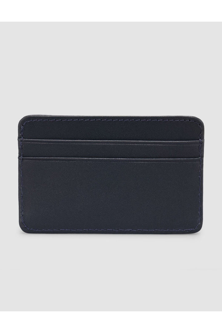 Cabani Shoes Porte-cartes en cuir véritable bleu marine - Bleu marine