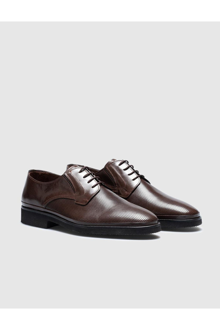 Cabani Shoes Chaussures classiques pour hommes en cuir véritable marron à lacets - Multicolore