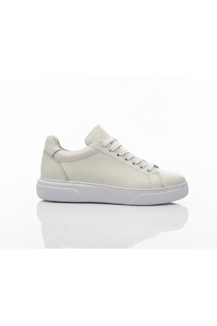Wavelys AXIS Homme Baskets Quotidiennes en Cuir Véritable Blanc à Semelle Confort - Blanc
