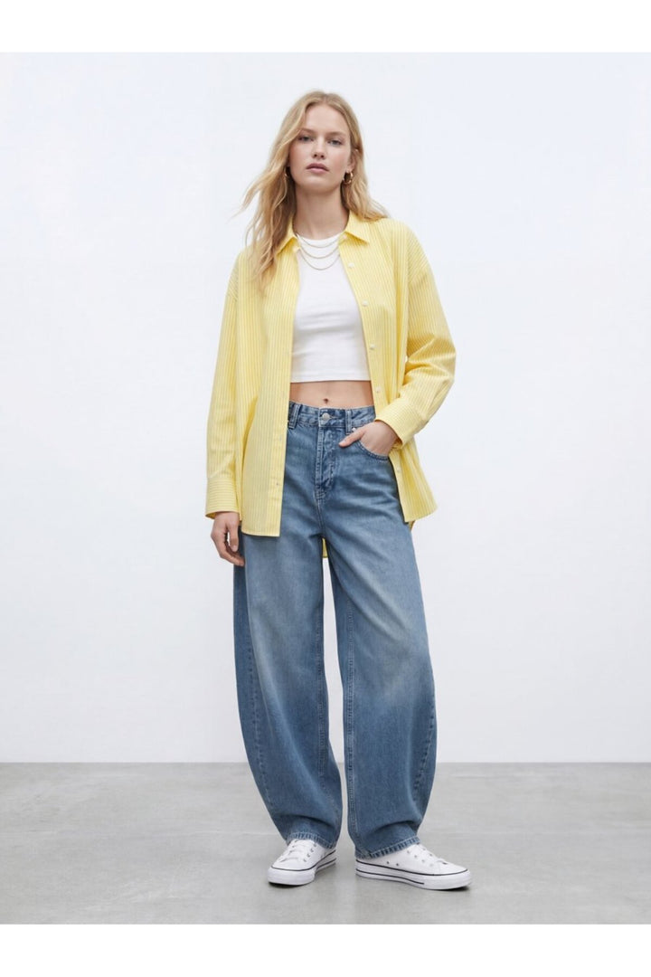 LTB Chemise oversize rayée jaune - Jaune