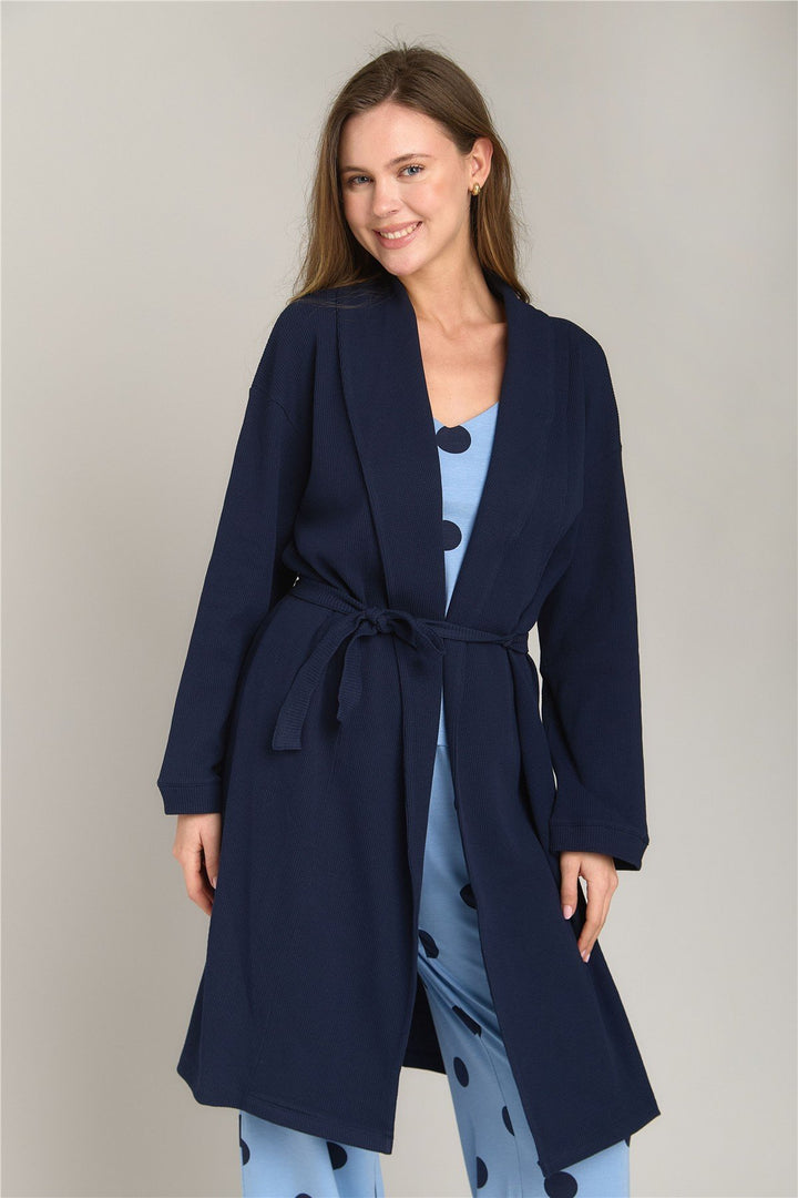 Lovely Things DAKOTA Peignoir court Waffle - Bleu marine