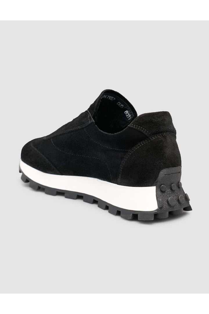 Cabani Shoes Baskets d'hiver pour femmes en cuir suédé véritable, doublées de fourrure noire. - Noir