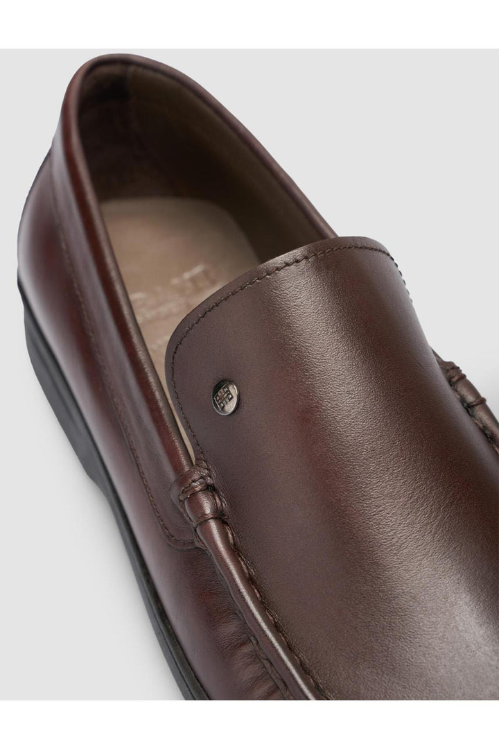 Cabani Shoes %100 Cuir véritable Mocassins marron avec détails de couture - Marron