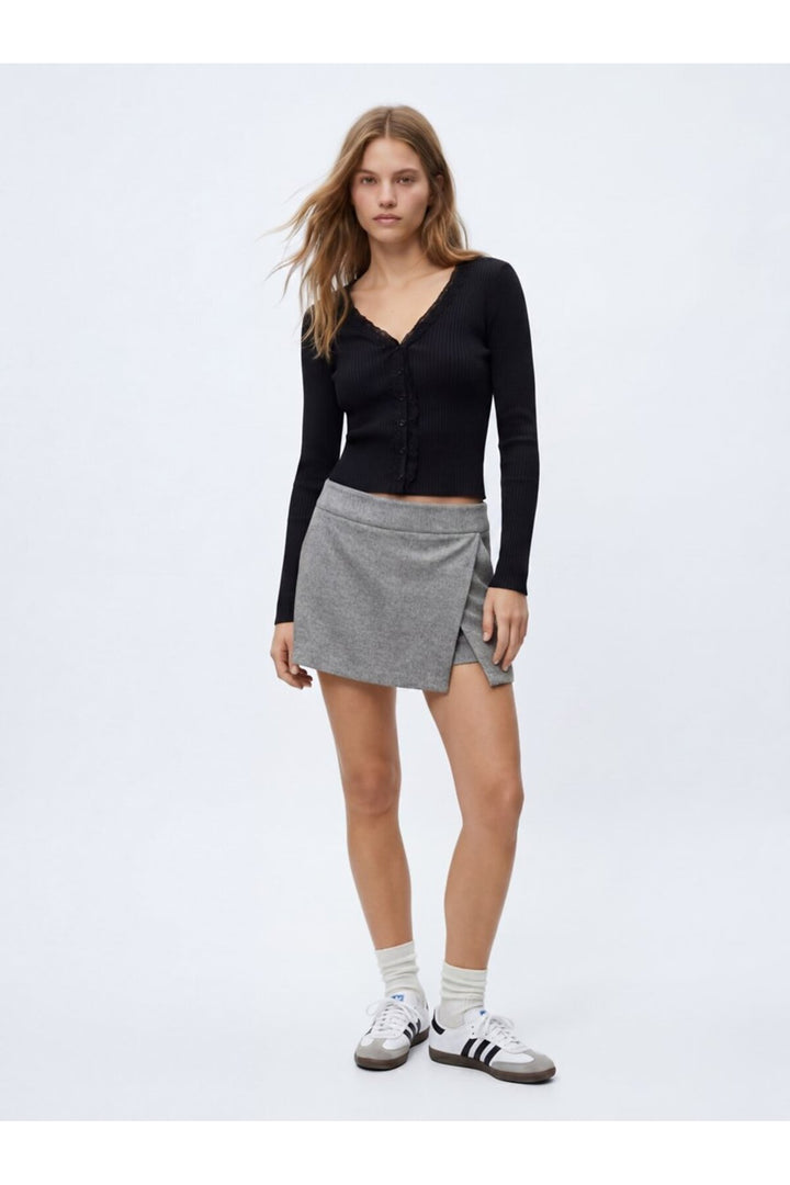 LTB Sweatshirt noir à détails en dentelle en V - Noir