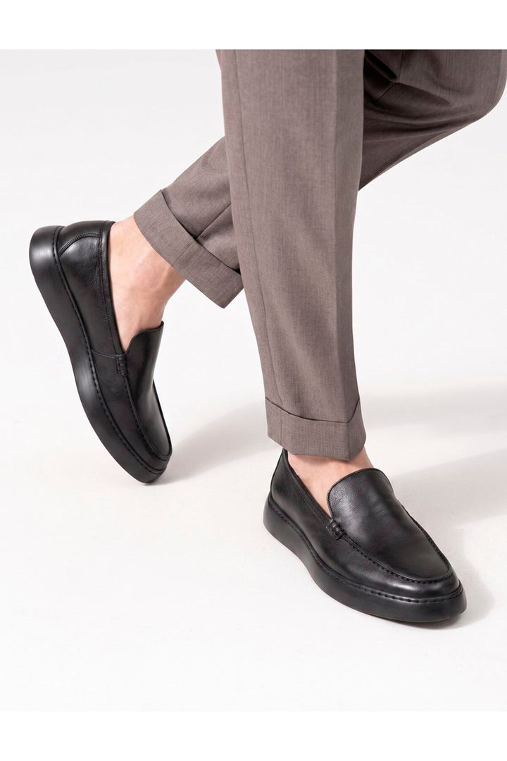 Cabani Shoes Volamo Chaussures Loafers pour Hommes en Cuir de Vachette Noir - Noir