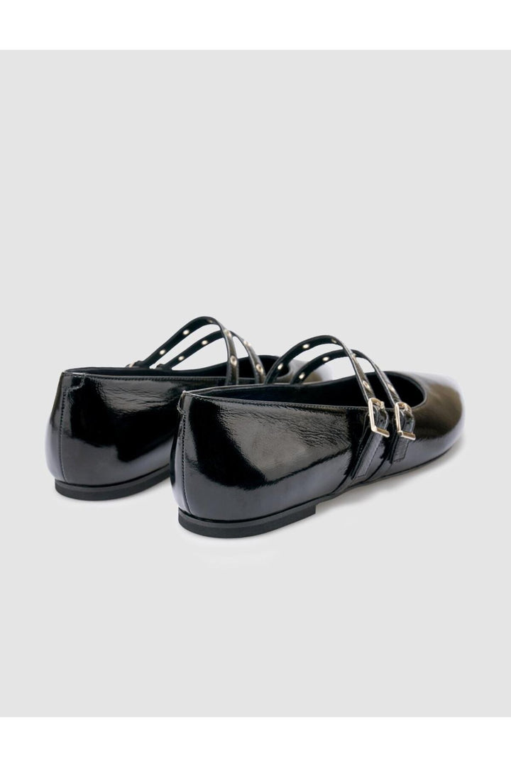 Cabani Shoes Ballerines femme en cuir véritable noir verni 100% - Multicolore