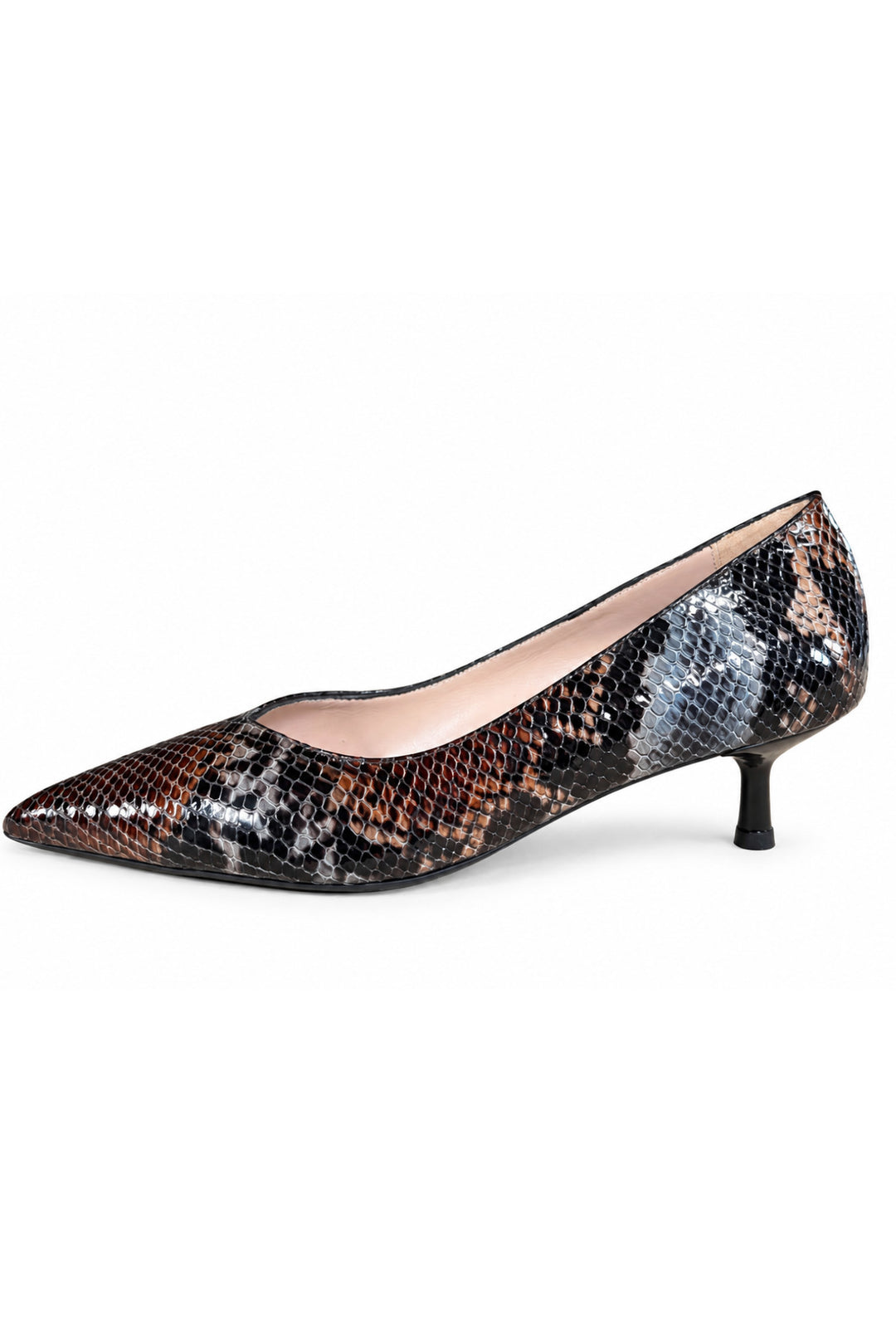 Wavelys Escarpins à talons aiguilles kitten en cuir véritable à motif serpent, avec bout pointu et élégant. - Multicolore