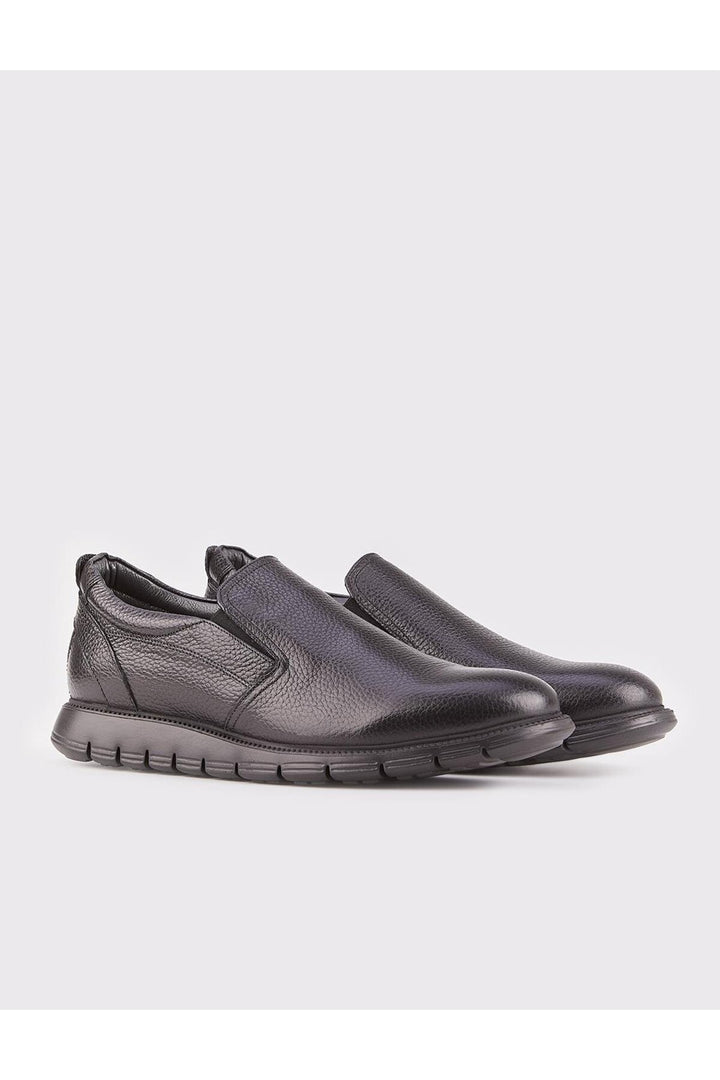 Cabani Shoes Chaussures de ville pour hommes en cuir véritable, noires, avec doublure en tissu. - Noir