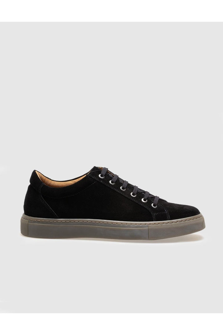 Cabani Shoes Chaussures de sport pour hommes en cuir véritable suédé noir avec lacets - Noir