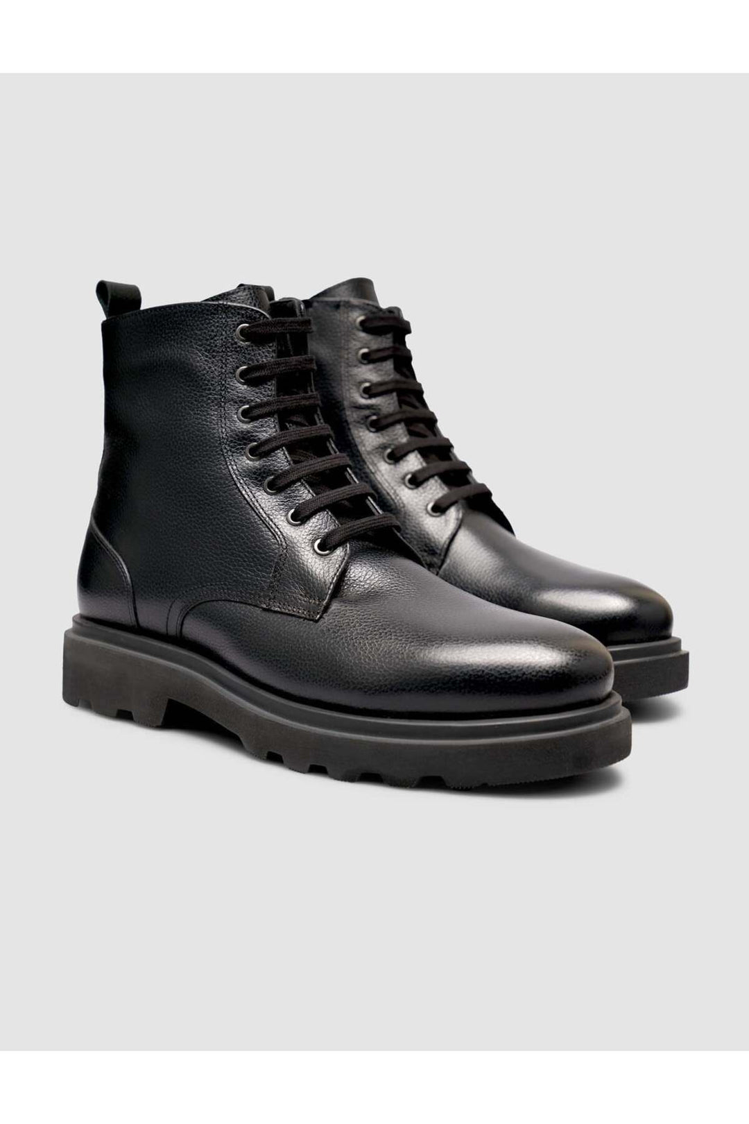 Cabani Shoes Bottines à lacets pour hommes en cuir véritable noir - Noir