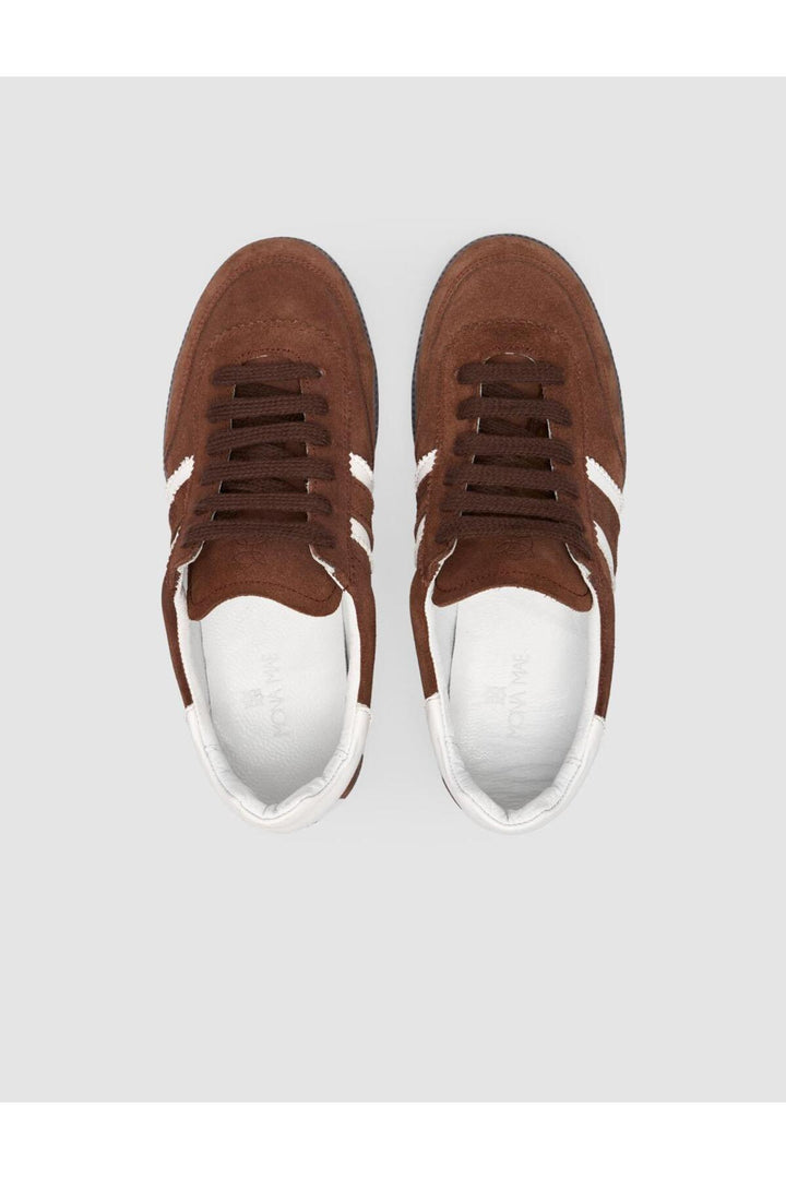 Cabani Shoes 100% Genuine Leather Lace-up Sneakers for Women Brown - Brown