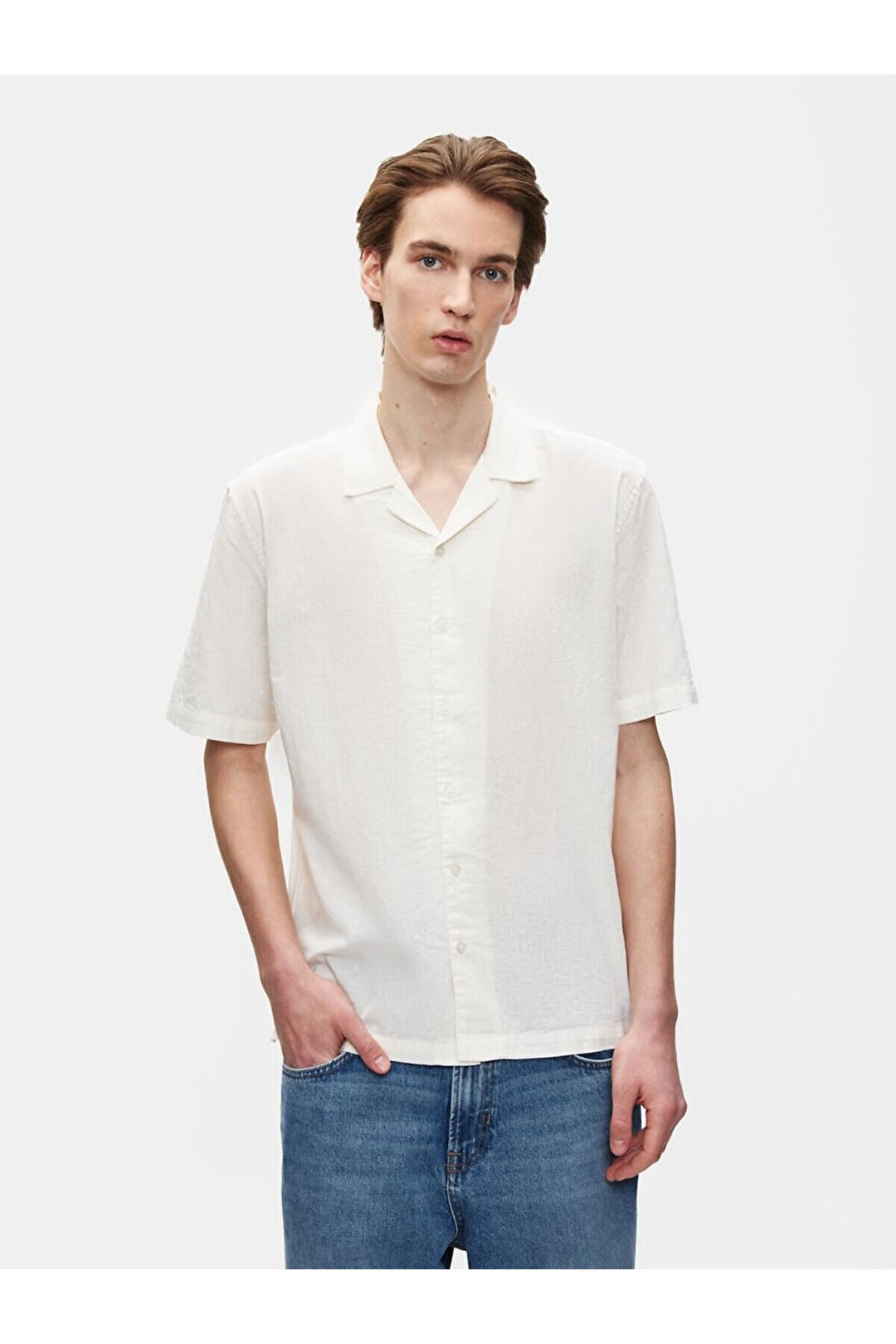 LTB Chemise blanche à manches courtes avec imprimé décontracté coupe droite