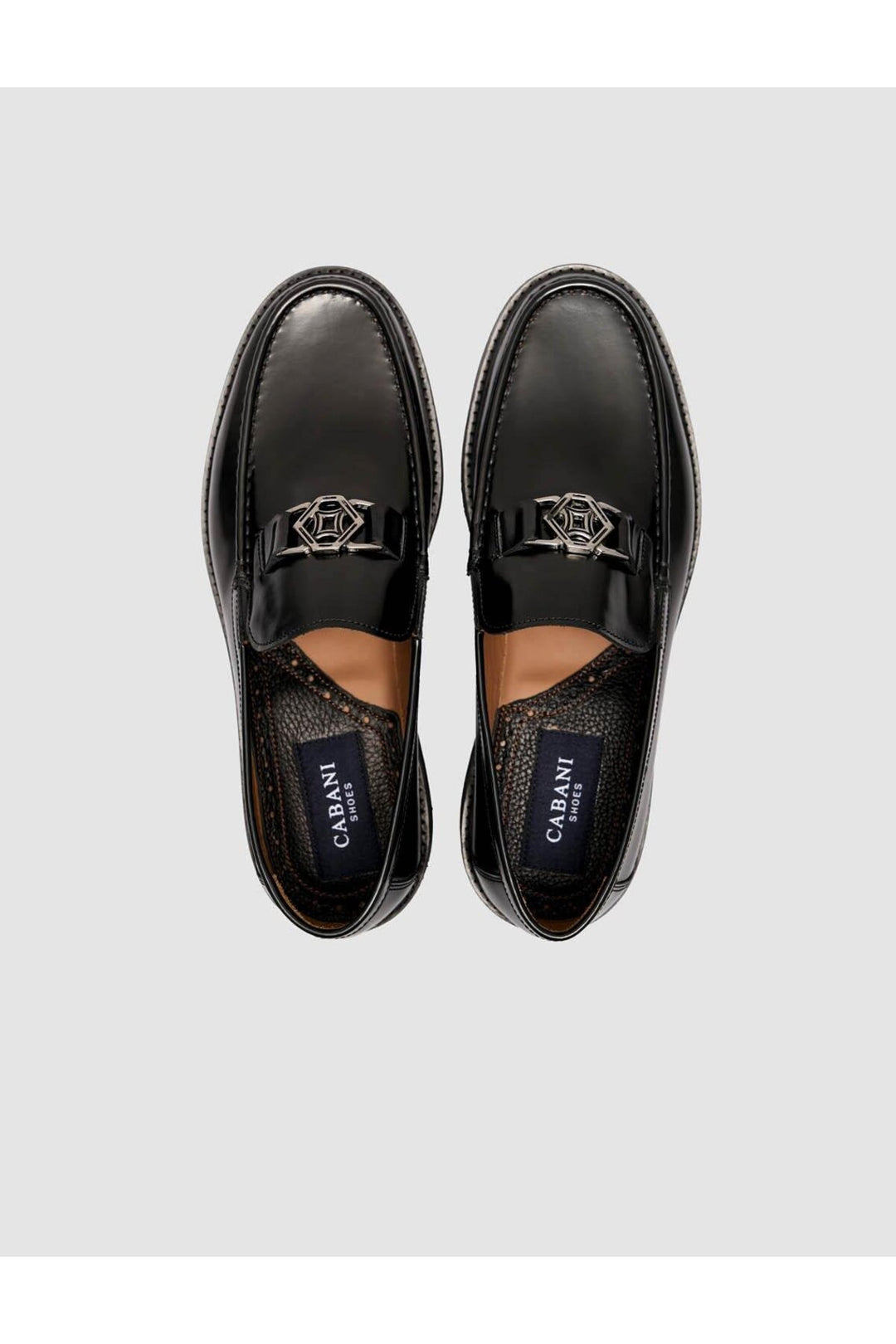 Cabani Shoes Loafer en cuir véritable noir pour homme avec boucle en métal - Noir
