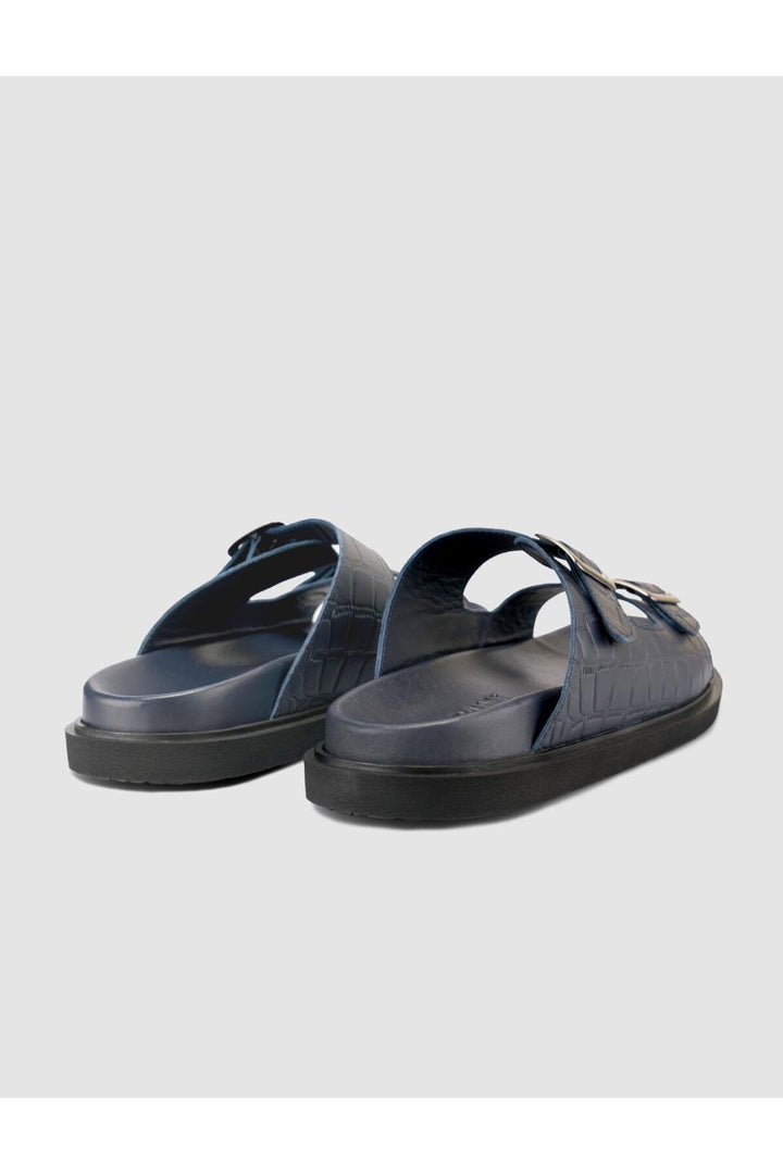 Cabani Shoes %100 Cuir Véritable Sandale Homme en Croco Bleu marine - Bleu marine