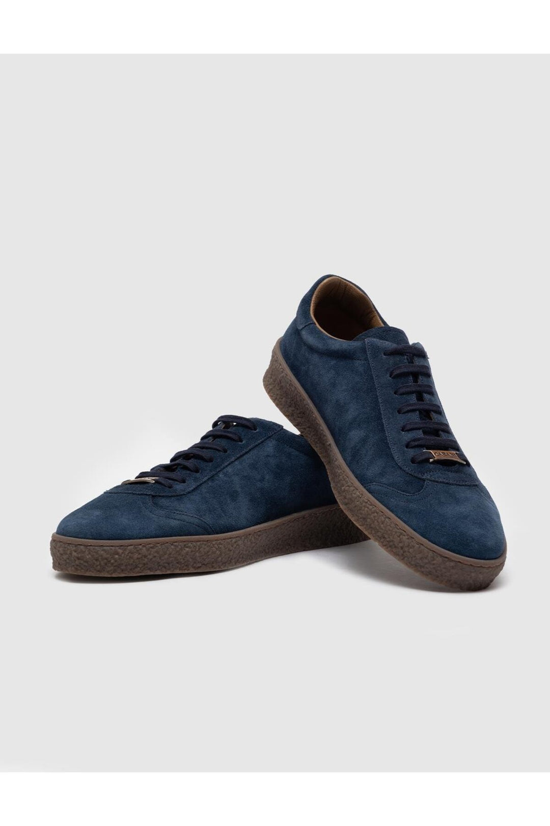 Cabani Shoes Chaussures de sport pour hommes en cuir véritable bleu marine à lacets avec semelle en caoutchouc. - Bleu marine