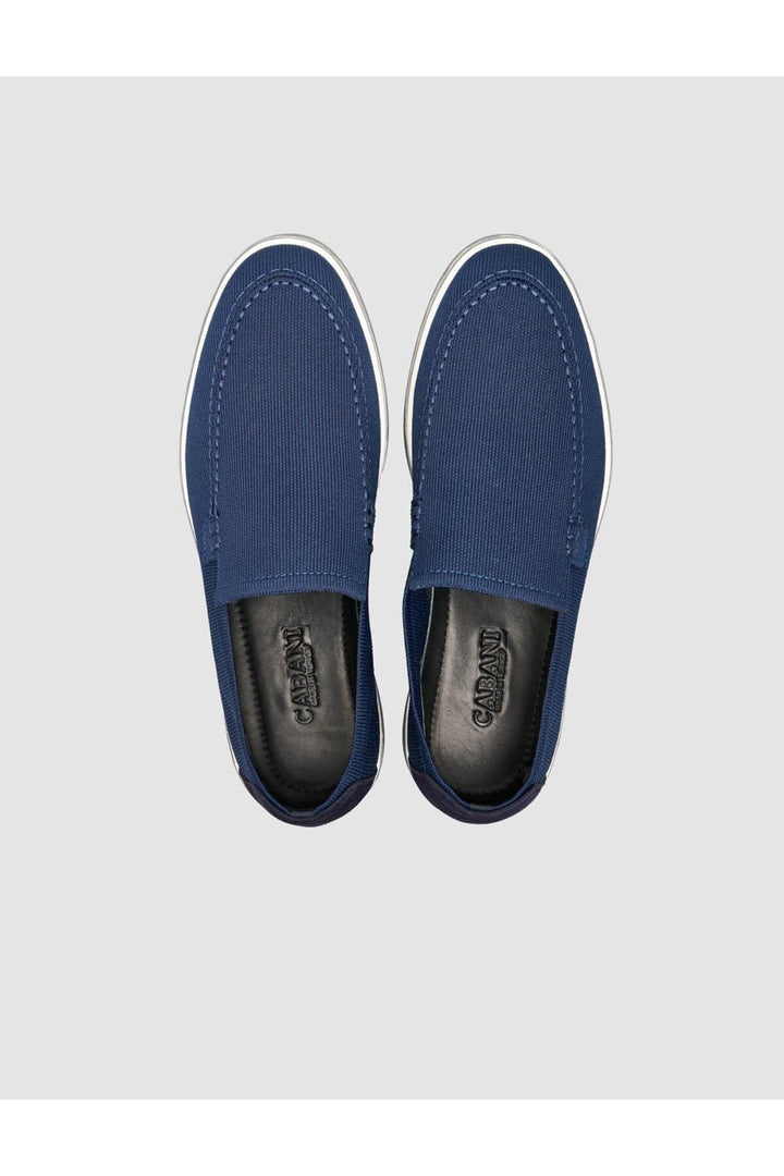 Cabani Shoes Chaussures en tricot pour hommes en bleu marine à tissage en osier. - Bleu marine