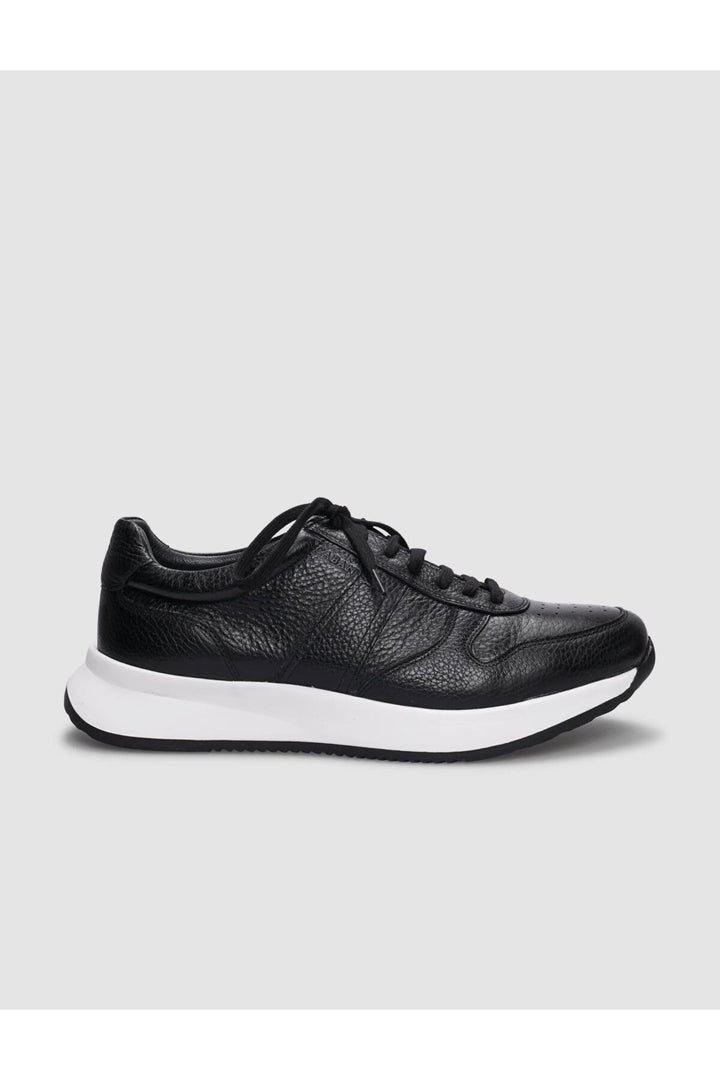 Cabani Shoes Chaussures de sport pour hommes en cuir véritable noires à lacets - Noir