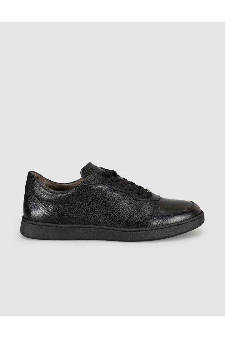 Cabani Shoes Baskets pour hommes en cuir véritable noir - Multicolore