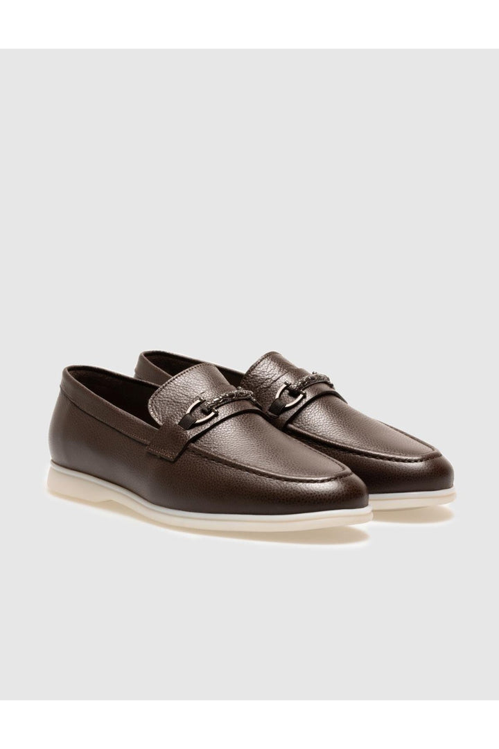 Cabani Shoes Chaussures de ville pour hommes en cuir véritable marron avec boucle - Marron