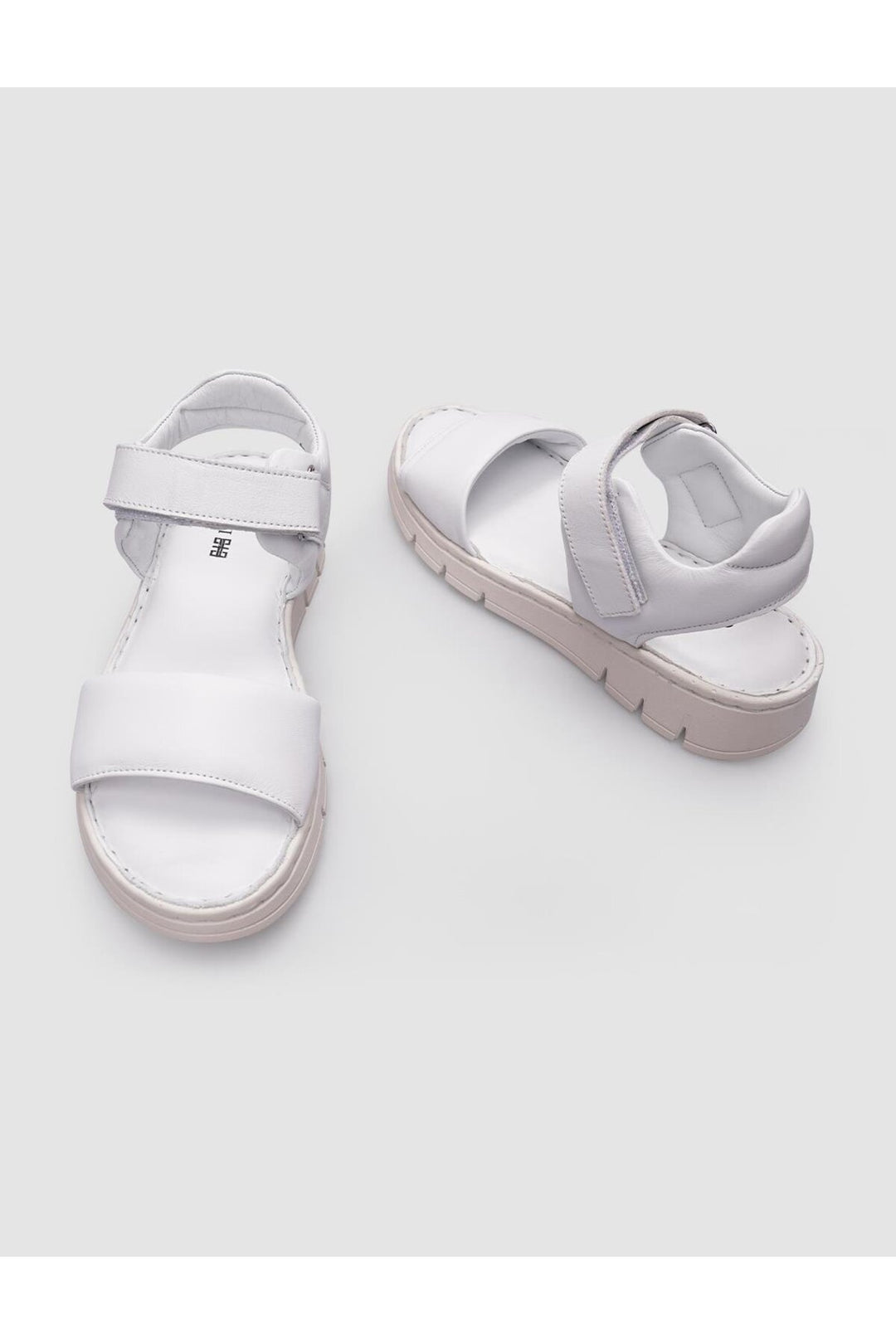 Cabani Shoes Sandales pour femmes à fermeture velcro en cuir véritable 100% blanc - Blanc