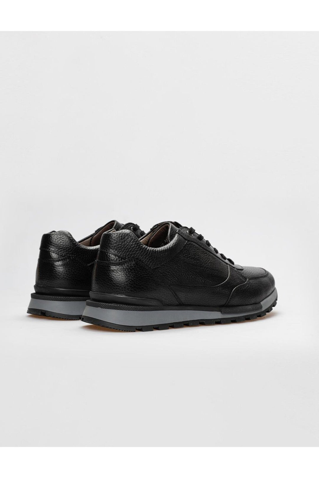 Cabani Shoes Chaussures de sport pour hommes en cuir véritable noires à lacets - Noir