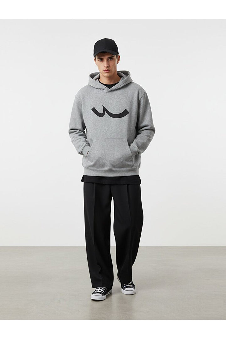 LTB Sweat-shirt gris imprimé à capuche