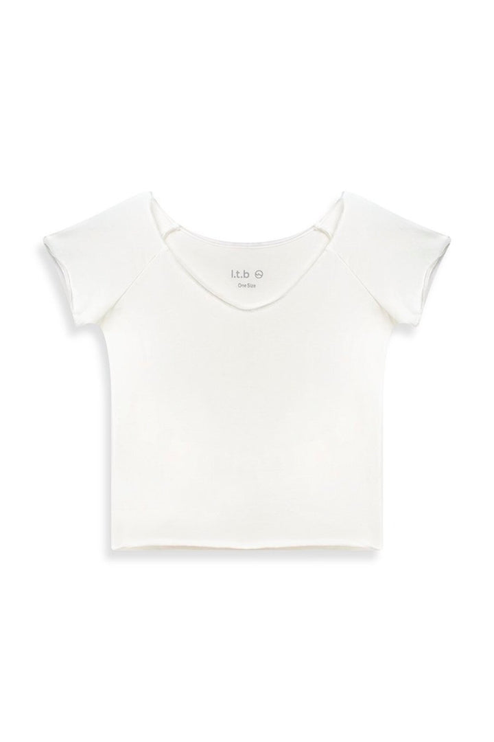 LTB Singlet blanc basique à manches courtes et col en V
