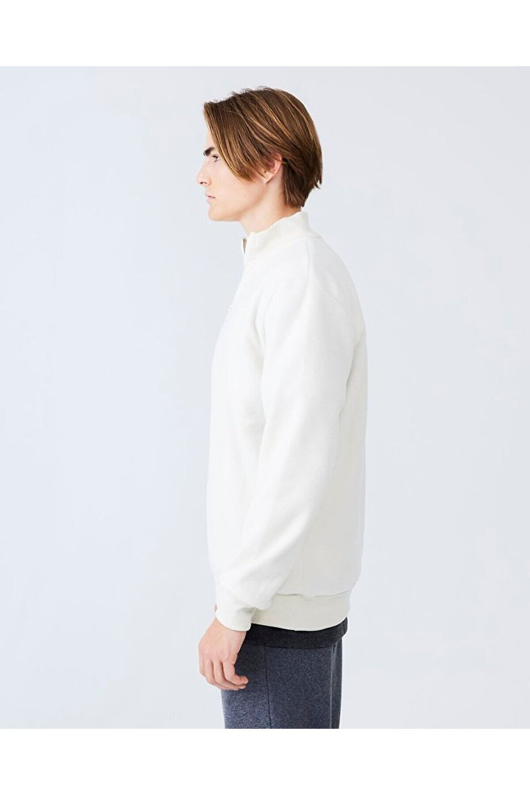 LTB Sweat-shirt crème coupe droite à col droit et fermeture éclair