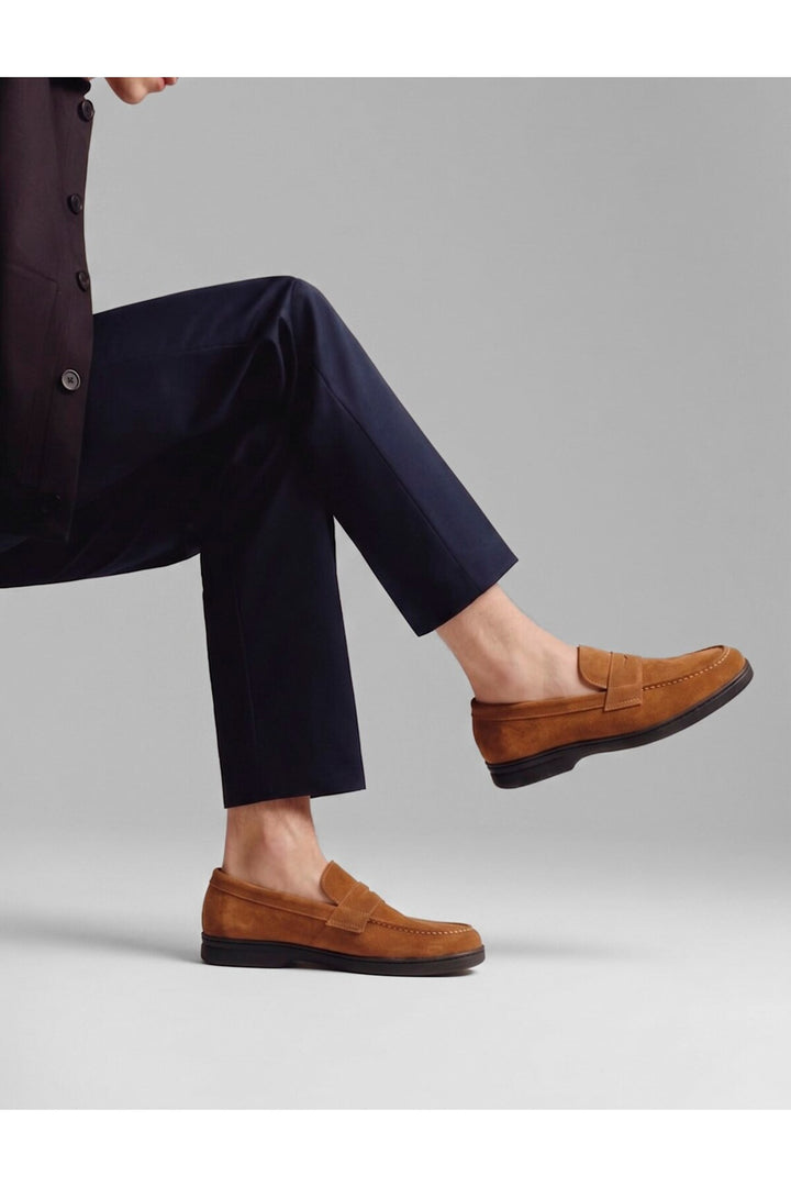 Cabani Shoes Mocassins pour hommes en cuir véritable suédé marron. - Multicolore