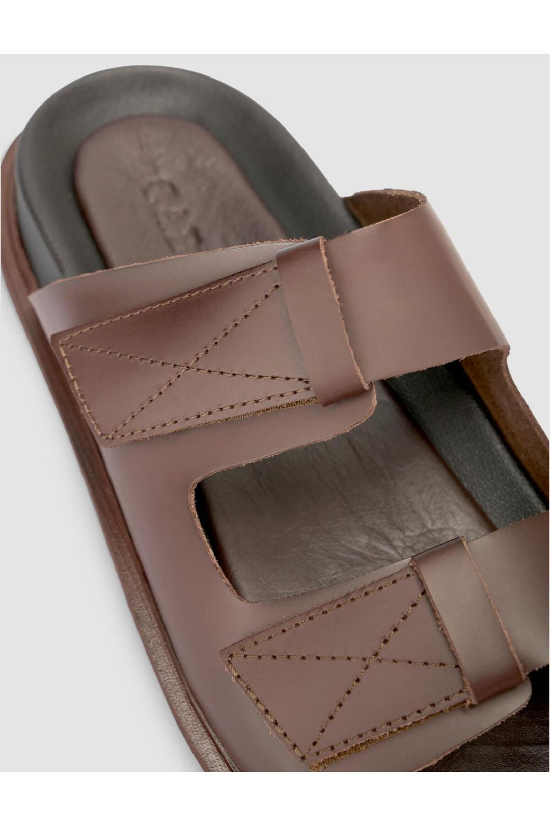 Cabani Shoes %100 Cuir véritable Sandales à velcro pour hommes marron - Multicolore
