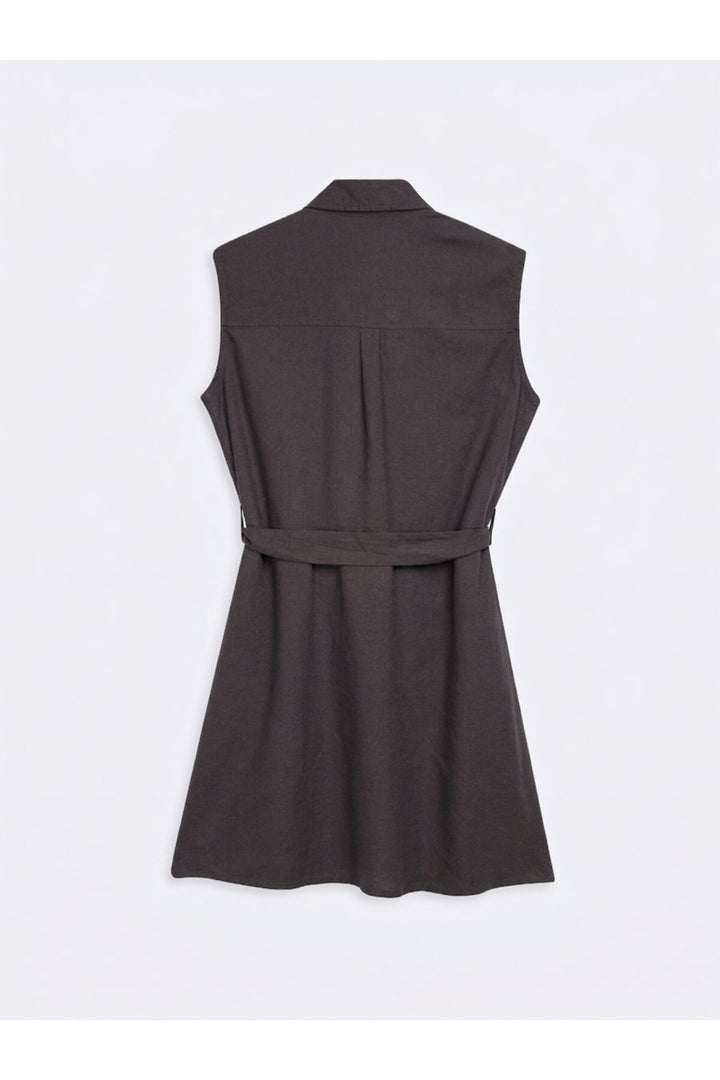 LTB Robe antracite à boutons devant avec cordon - Anthracite
