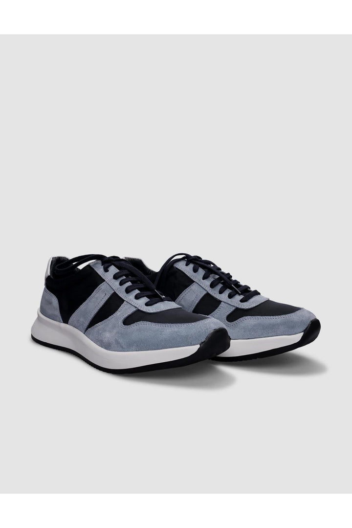 Cabani Shoes Chaussures de sport pour hommes en cuir véritable bleu avec lacets. - Bleu