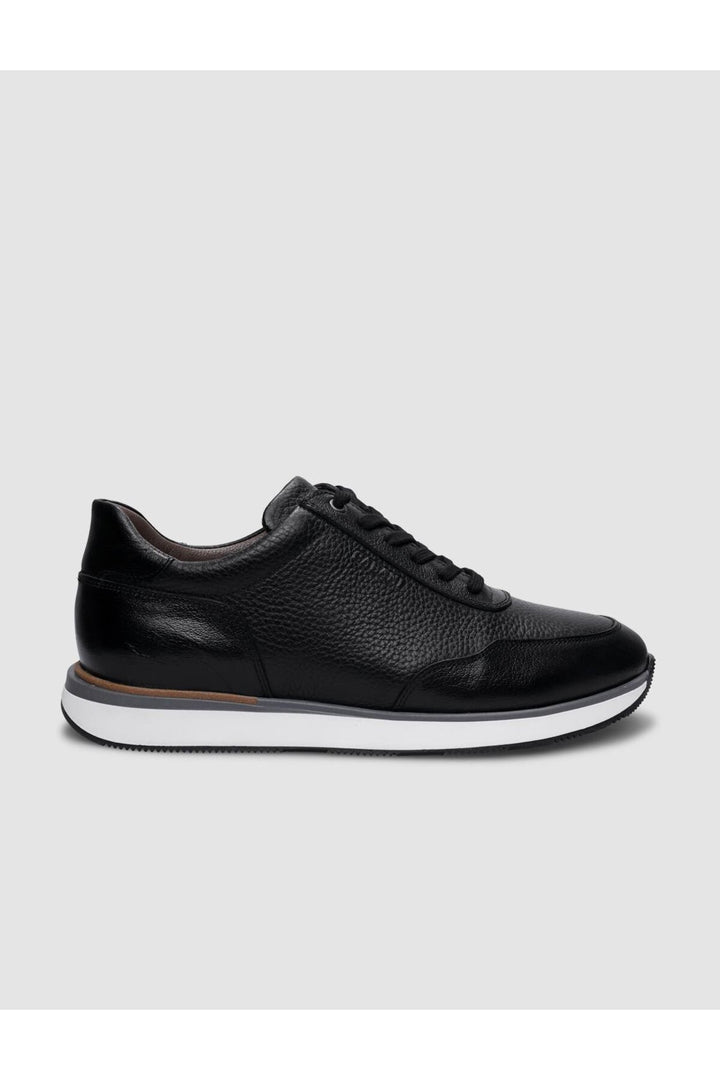 Cabani Shoes Chaussures de sport pour hommes en cuir véritable noir à lacets 100% - Noir
