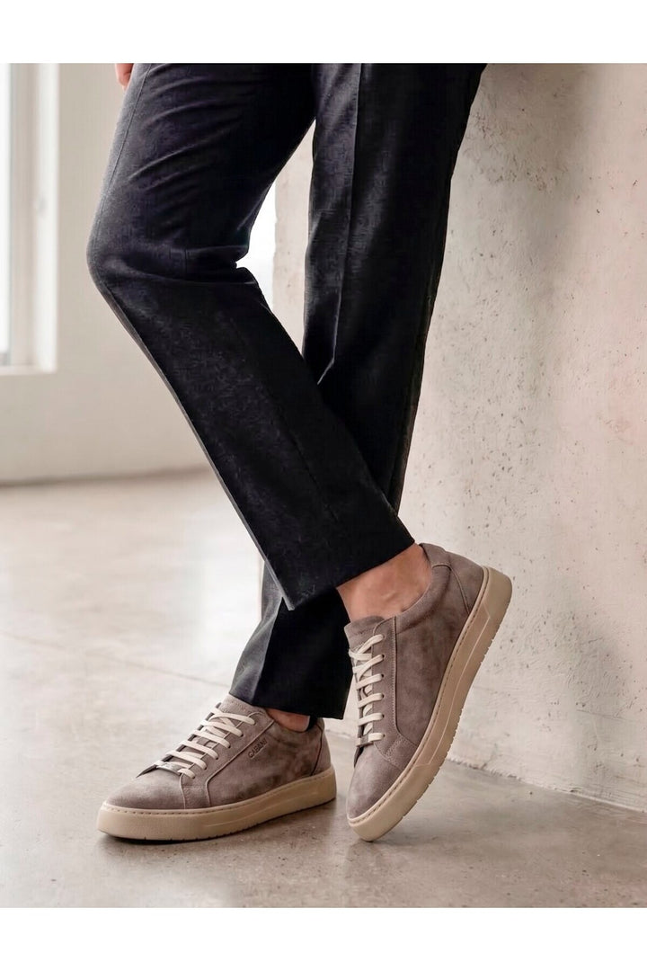 Cabani Shoes Sneakers en cuir suédé véritable pour homme - Vison
