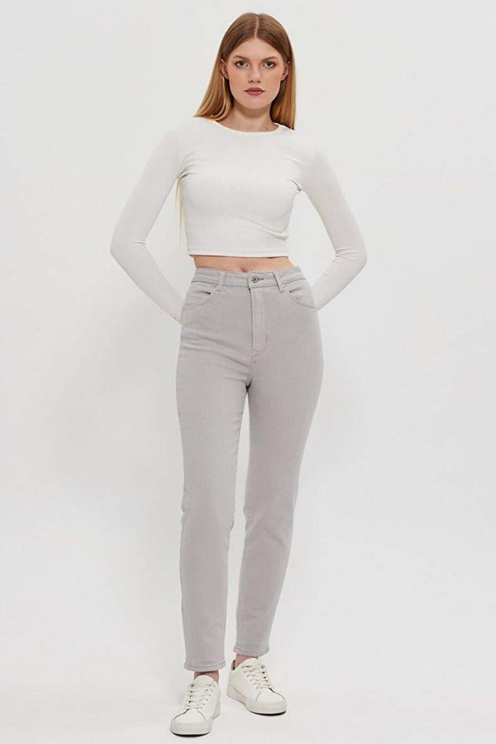 LTB JEAN POUR FEMME GRIS DÉLAVÉ À PLUMES DORES